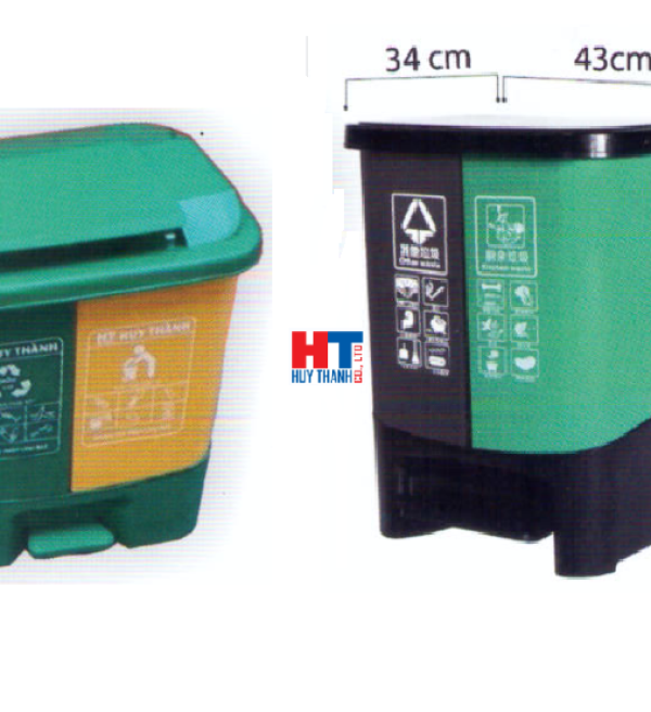 Thùng Rác 40 Lít, 2 ngăn, nắp trơn